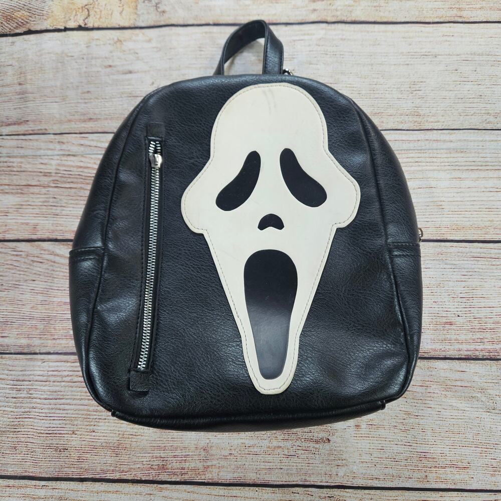Scream Ghostface Mini Backpack Black Faux Leather Horror Movie Bag *Scuffs